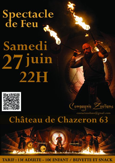Spectacle de feu au Château de Chazeron