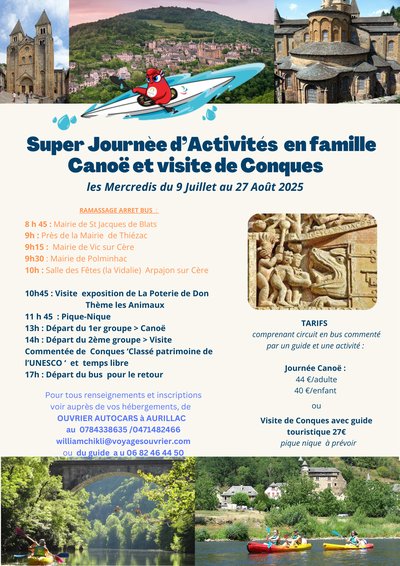 Super journée d'activités en famille - canoë ou visite de Conques_Saint-Jacques-des-Blats