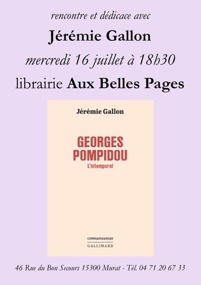 Rencontre /dédicace avec Jérémie Gallon_Murat