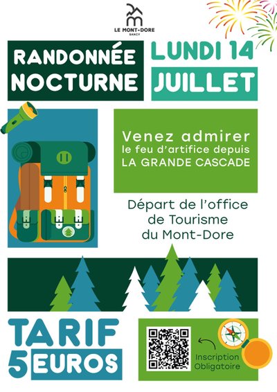 Randonnée nocturne - feu d'artifice_Mont-Dore